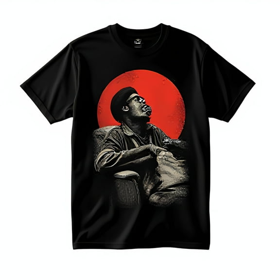 Retro Black T-Shirt with Graphic of Man in & Cigar