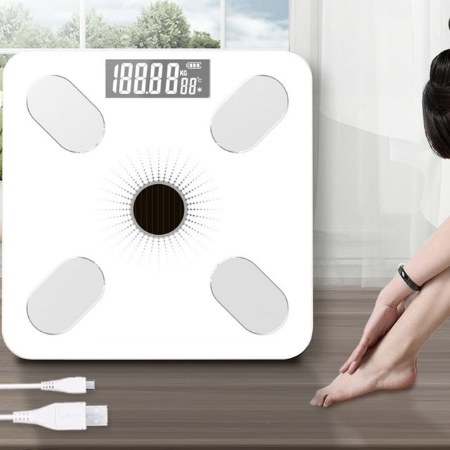 HLONKSolar-Powered Smart Bathroom Scale with Bluetooth - Glass Body Composition Monitor LED Display and Customized App for Weight and Fitness Tracking Pink
