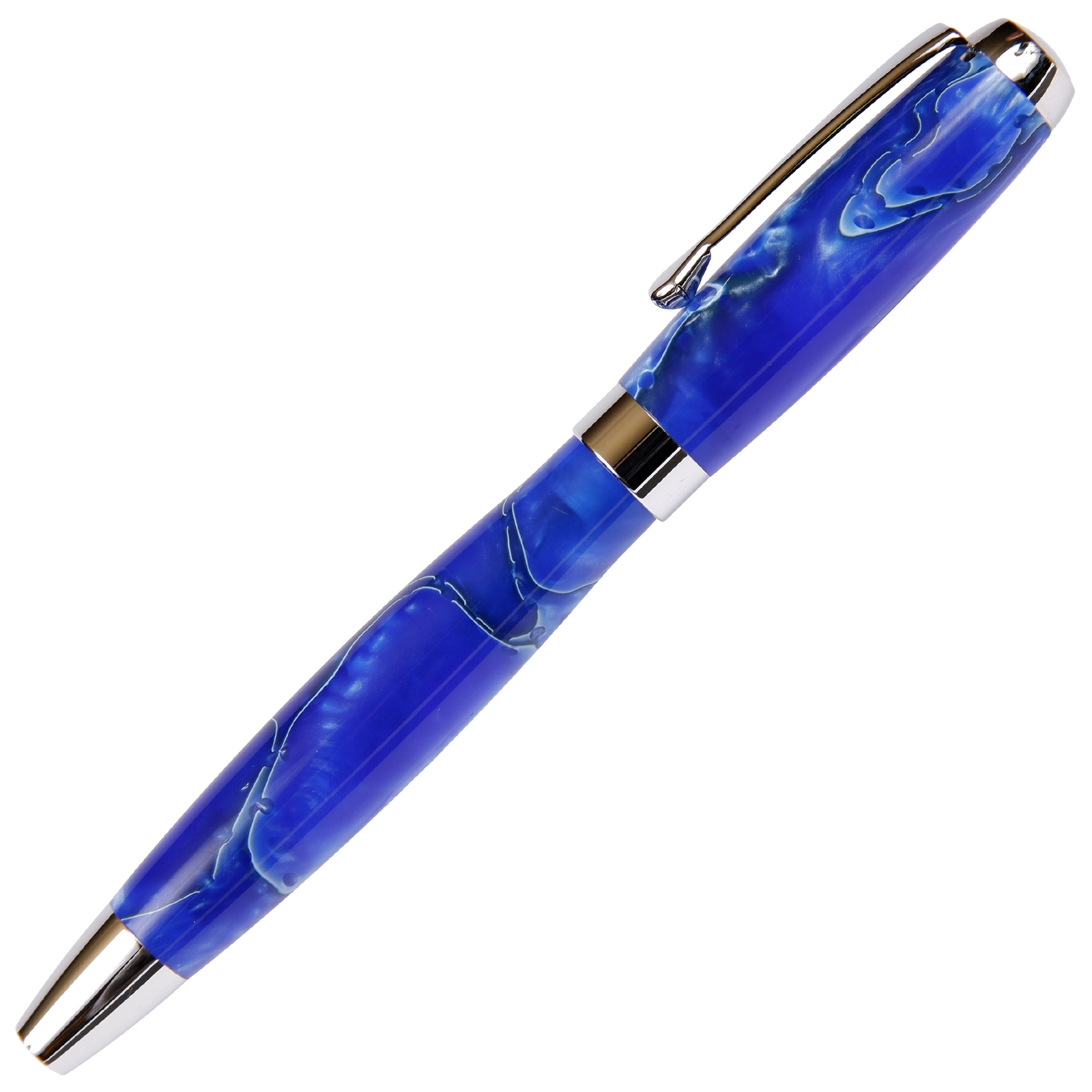 Blue & Pearl Marbleized Gloss Body, Tuscany Rollerball Pen (Black Ink, Medium Tip 0.7 MM)