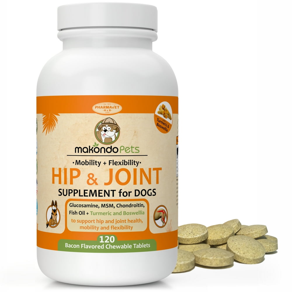 Hip and Joint Supplement with Glucosamine for Dogs, Turmeric, Chondroitin, MSM, Vitamins, Fish