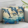 thumbnail image 3 of Ollo0ord Cartoon Whale Throw Pillow Covers Cute Fish Watercolor Starfish Cushion Covers for Kids Boys Girls Teens Retro Nautical Sailship Ocean Themed Pillow Cases for Bed White, 3 of 7