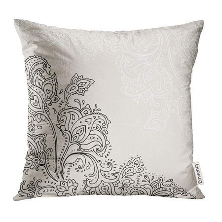 STOAG Black Henna Paisley Hand Drawn White India Mehndi Throw Pillowcase Cushion Case Cover 16x16 (Best Mehndi Cone In India)