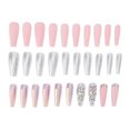 thumbnail image 2 of Juego de 30 uñas postizas largas para mujeres y niñas, únicas, brillantes, delicadas, con diamantes de imitación, para fiestas de citas, 10, 2 of 8
