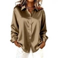 thumbnail image 2 of NTACZA Tops for Women Trendy Silk Work Business Casual Blouse Button Down Loose Satin Womens Shirts Casual L, 2 of 5