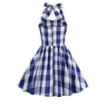 thumbnail image 5 of Cethrio Flower Girls Dress Printed Plaid Blue Princess Dress Size 3-4 Years, 5 of 9