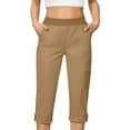 thumbnail image 2 of BLVB Womens Capris with Pockets Loose Fit Casual Summer Capri Pants Dressy Lightweight Ladies Baggy Cargo Pants for Hiking, 2 of 7