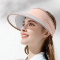 thumbnail image 2 of Sombrero de copa vacío de verano para mujer, protector solar al aire libre, sombrero para el sol con ala ampliada, capucha ajustable, estilo esmerilado, 2 of 5