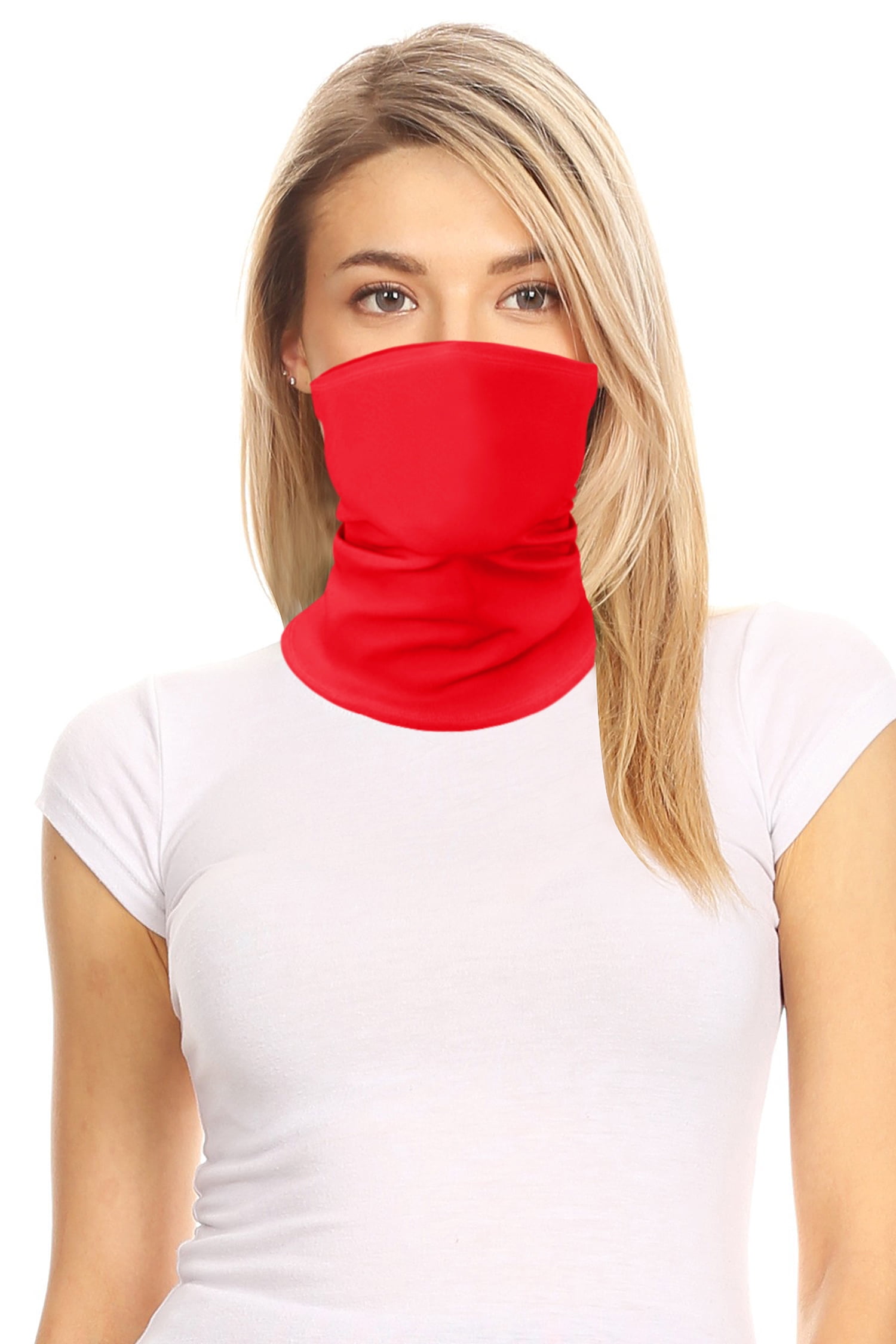 Women's Solid Print Multi Functional Washable Bandana Face Mask Cover