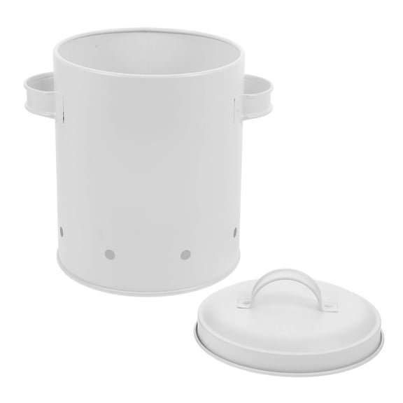 NIAIZEK White Iron Storage Jar for Garlic Onion Potato Kitchen Organization and Pantry Storage Container