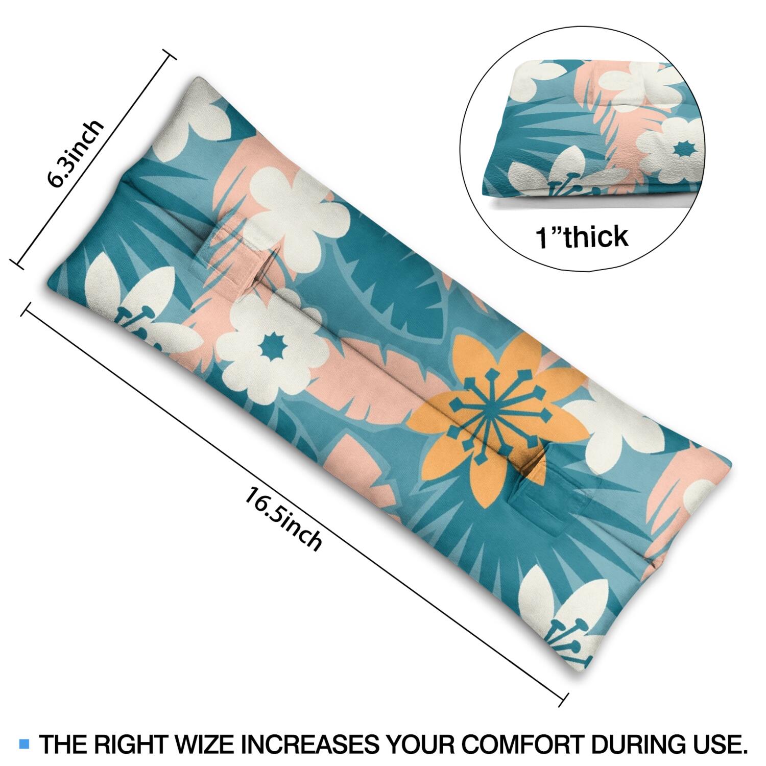 Exotic Botanical Print Chest Protector After Surgery - Double Strap Seat Belt Cushion - Tropical Floral Mastectomy Pillow for Women