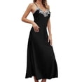 thumbnail image 2 of Stamzod Long Nightgowns for Women Fashion Lace Patchwork Sleeveless Sleep Dress V Neck Satin Nightgown Women's Sleepwear XL, 2 of 8