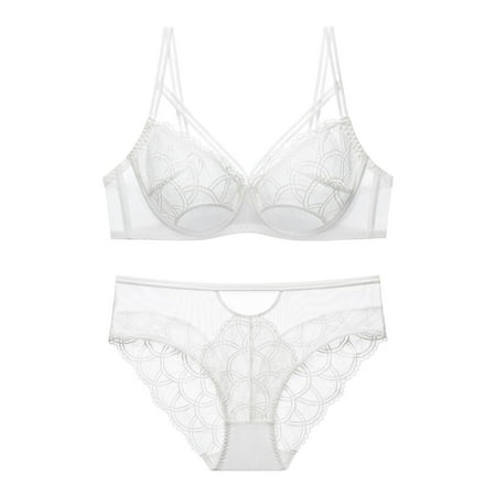 

Bras For Women Bras For Women No Underwire Women s Sexy Ultra-thin High Beauty Lace Underwear Two-piece Set White