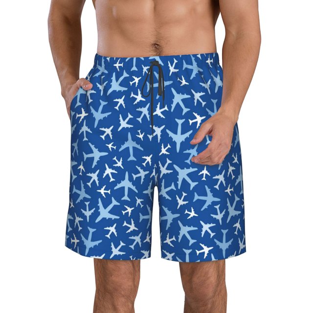 Balery Airplanes in the Sky Traje de Baño Estilo Hawaiano para Hombre, Shorts de Secado Rápido con Bolsillos-Medium