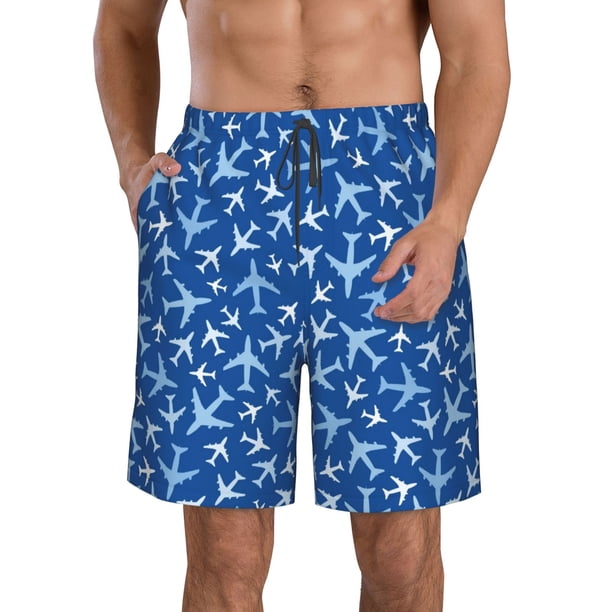 Balery Airplanes in the Sky Traje de Baño Estilo Hawaiano para Hombre, Shorts de Secado Rápido con Bolsillos-XX-Large