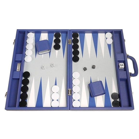 Silverman & Co. 19-inch Premium Backgammon Set - Large - Indigo Blue
