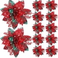 thumbnail image 1 of 5/10Pcs Glitter Pink Christmas Flowers Xmas Tree 14cm Artifical Flower Ornaments 2024 Christmas Decoration For Home New Year, 1 of 5
