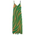 thumbnail image 5 of Orange and Green Wavy Rattler Pattern Sleeveless Dress Long veiled dresses Woman clothing, 5 of 6