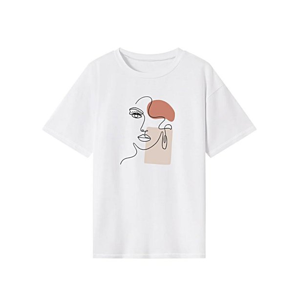 Camiseta de mujer con cuello redondo, camiseta básica de recuerdo para vacaciones en L