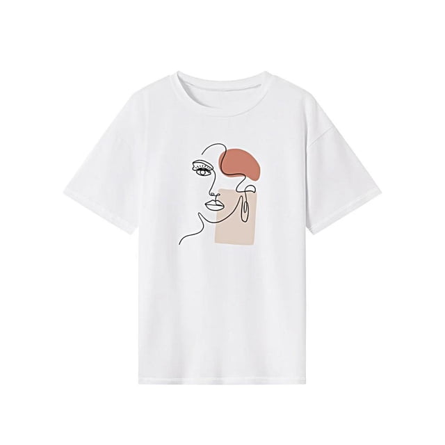Camiseta para mujer con cuello redondo, ropa de calle, disfraz de verano, camisetas para deportes y desplazamientos M