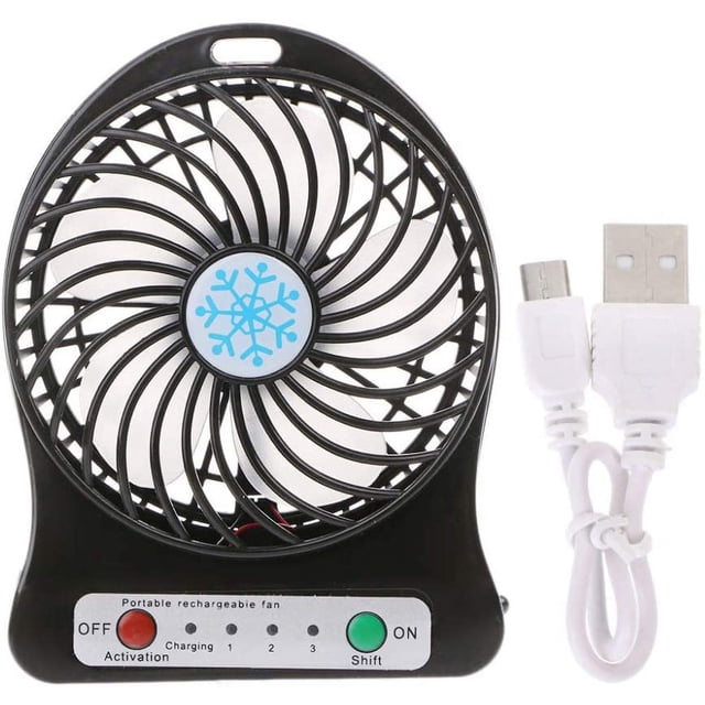 Mini ventilador de escritorio portátil alimentado por batería, recargable y alimentado por USB, con luz ambiental y antorcha, fuerte flujo de aire Zhivalor ZSY-1329