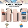 thumbnail image 5 of Wallet Case for Apple iPhone XR, with Crossbody Shoulder Strap & Hand Wrist Cards Holder Zipper Pocket Stand Feature Full Protective Shockpoof Phone Case for iPhone XR, Rosegold, 5 of 7