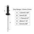 thumbnail image 2 of Unique Bargains Rivets Aveugles Tête Ronde Plate en Aluminium de 3,2 Mm x 5 Mm, Pack de 200 Noir, 2 of 5