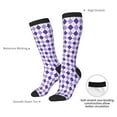 thumbnail image 4 of Naloa Purple argyle Knee Socks, High Socks Long Stretchy Sock Women Knee High Stocking, Long Socks for Women, 4 of 6