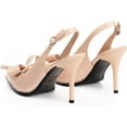 thumbnail image 6 of Women's Sexy Slingbacks Bow Stiletto Heels Closed Pointed Toe Pumps Bead Buckle Strap High Heels Dress Shoes, 6 of 12