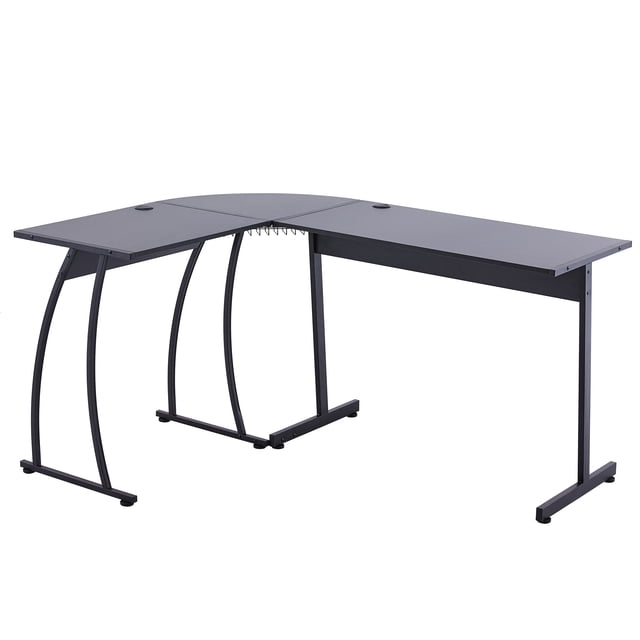 Bestco L Shaped Corner Gaming Desk Computer Desk with Cable Management Matte Black