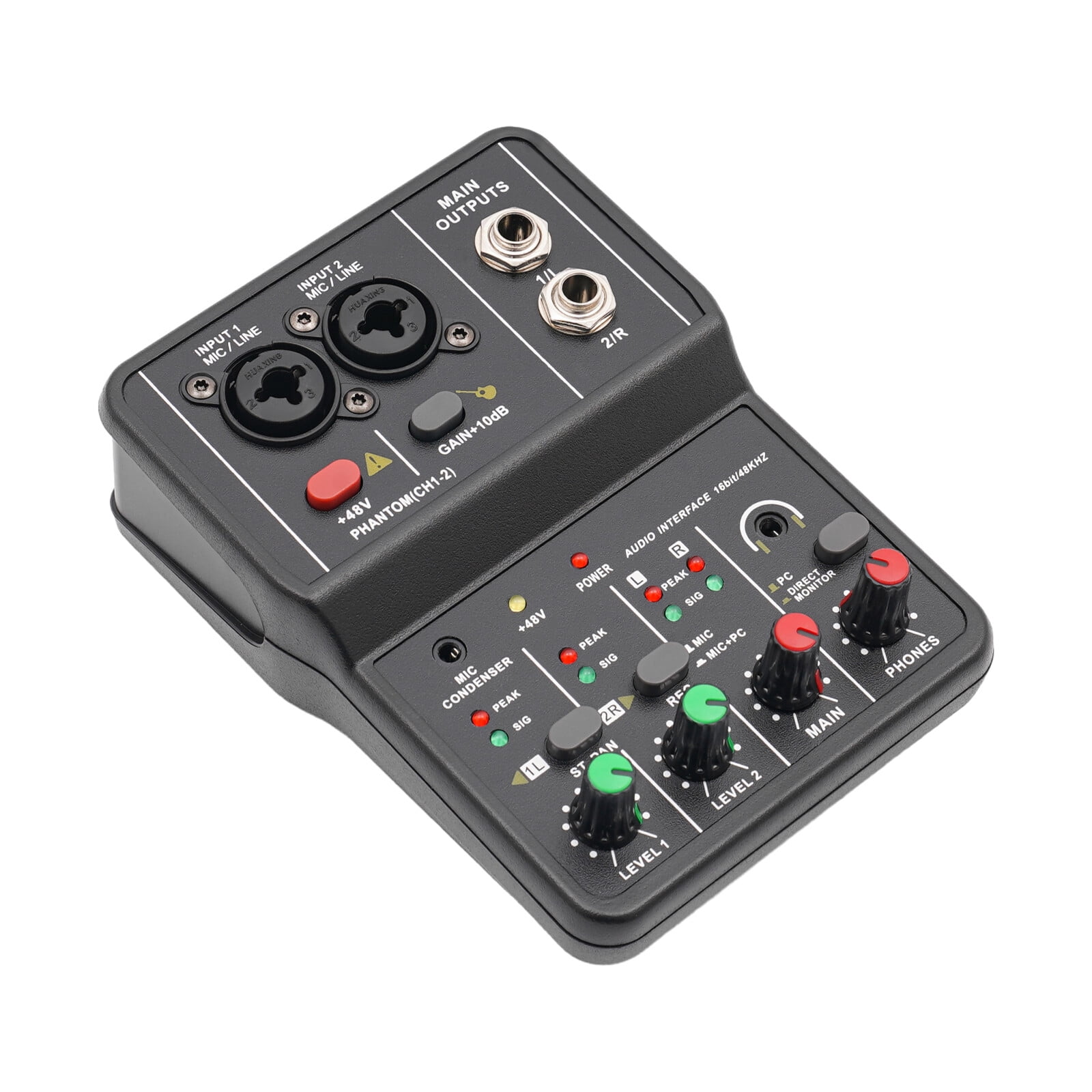 3.94*5.51*1.73in 2Channel Mini Audio Mixer USB Bluetooth DJ Sound Mixing Console Amplifier Studio