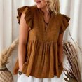 thumbnail image 6 of Msgweeeg Womens Summer Blouses Short Sleeve V Neck Womens Casual Tops Solid Color Loose Fit Soft and Comfortable Women Shirts Casual for Summer and Hot Weather, 6 of 7