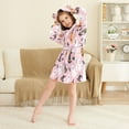thumbnail image 3 of FORMRS Niños Bathrobe Unisex Hooded Robe Soft Plush Pajamas Sleepwear, Size 2-3T, Pink Halloween Ghosts, 3 of 7
