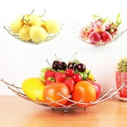iPstyle Fruit Basket Countertop Fruit Bowl Holder Chrome Silver Metal Wire