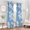 thumbnail image 6 of White Flowers Daisy in Blue Blackout Curtain Panels Drapes Privacy Assured with Light Filtering Curtains for Living room Bedroom Bathroom Window, 6 of 6