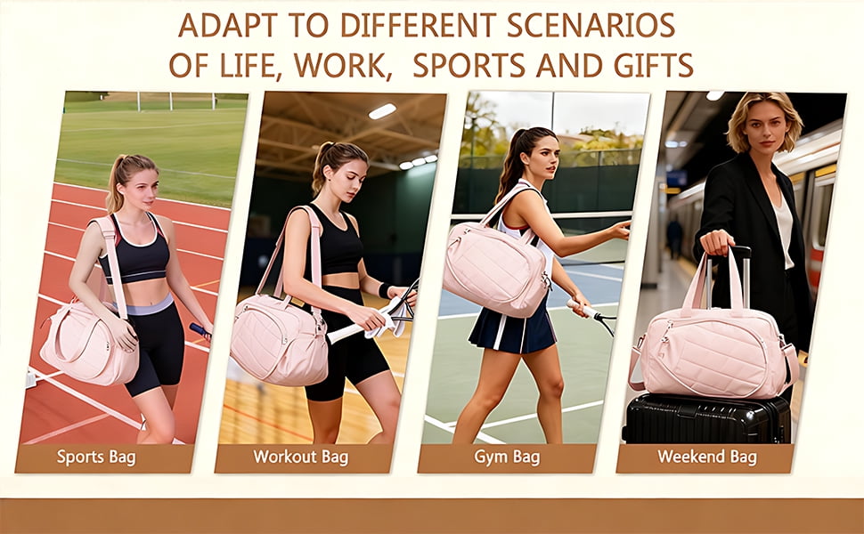 Tennis Bag for Women, Multi-Pocket 35L Tennis Gym Bag, Sport Bag with Shoe Compartment, Wet Pocket for Pickleball Badminton (Khaki)