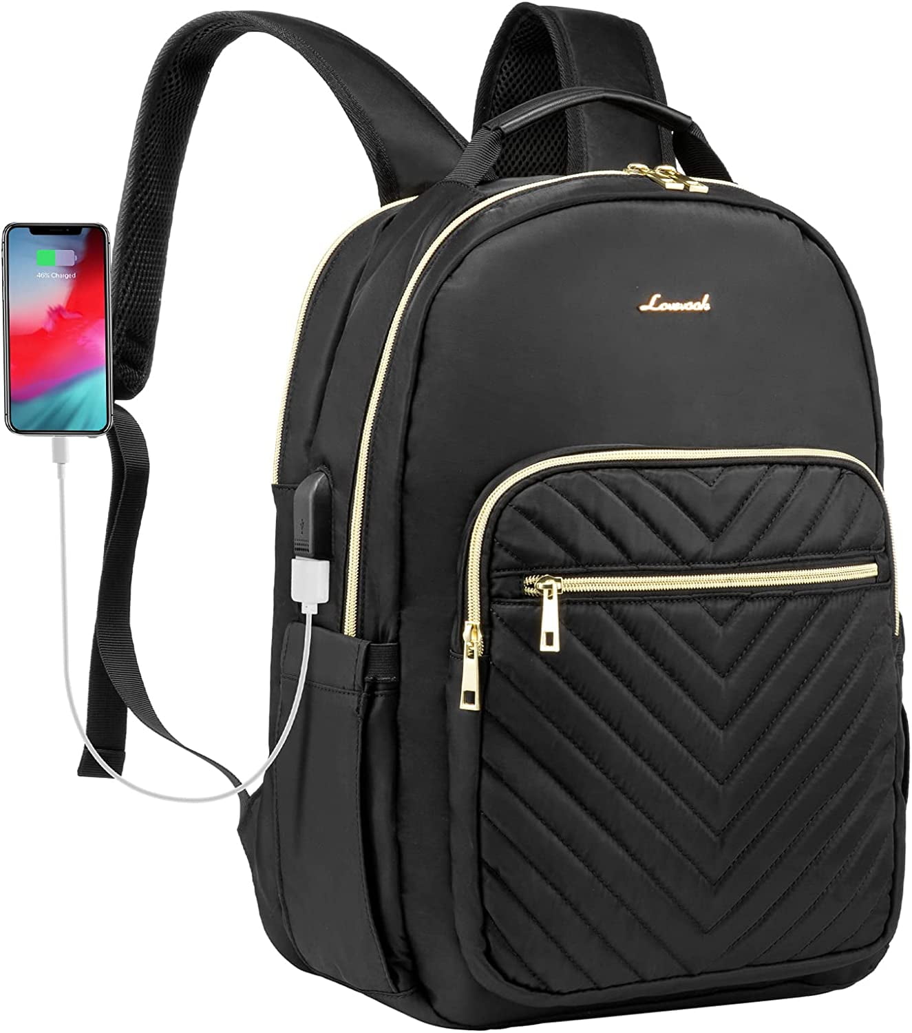 LOVEVOOK Laptop Bag for Women,Quilted Travel Backpack Work Bag Fit 17