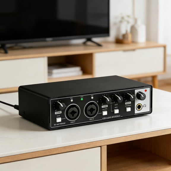 2x2 USB-C Audio Interface for PC/Mac Recording, 24-bit/192kHz, TS/XLR Inputs, Studio/Podcast/Streaming (Matte Black)