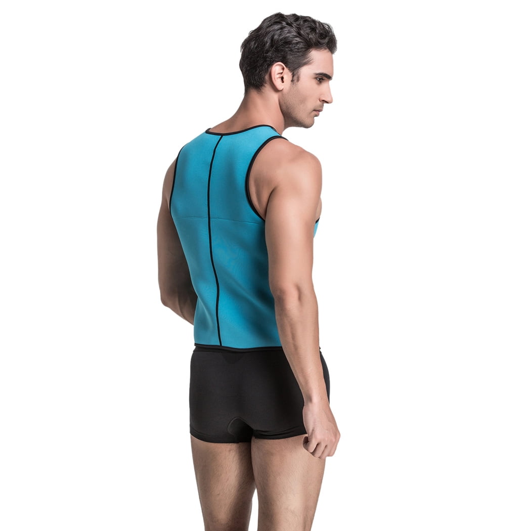 Mens Sweat Neoprene Slimming Waist Trainer Sport Tank Top Shirt