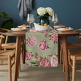 thumbnail image 2 of Flowers Vintage Table Runner - 48 Inch Long, Kitchen Dining Table Runner Dresser Scarves, Green Leaves Pastoral Floral Country Farmhouse Decor for Coffee Tables Wedding Party Banquet, 2 of 8