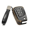 thumbnail image 2 of Vitodeco Genuine Leather Flip Key Fob Case Cover Protector with Key Chain Compatible for 2018 - 2025 Toyota Camry, Corolla (4-Button, Black), 2 of 5