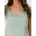 thumbnail image 4 of DARING DIVA Satin Cami Silky Strap Top Lounge Pajama Camisole L Pea Green, 4 of 6
