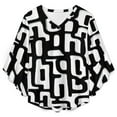 thumbnail image 4 of Abstract Black White Pattern Design Women's V-Neck Blouse With 3/4 Ruffled Bell Sleeves Casual Top Ladies Blouses, 4 of 7