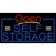 thumbnail image 1 of Blue Self Storage With Open 4 LED Neon Sign 20 x 37 - inches, Black Square Cut Acrylic Backing, with Dimmer - Bright and Premium built indoor LED Neon Sign for Store interior and stroefront, 1 of 7