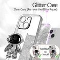 thumbnail image 4 of for iPhone 13 Case Astronaut, Clear Cases for iPhone 13 with Glitter Paper & Spaceman Stand, Women Girls Cute Electroplated Sparkly Space Phone Cover for 13 Silver, 4 of 12
