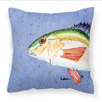 Caroline's Treasures 8534PW1414 Rainbow Trout on Blue Fabric Decorative Pillow, 14Hx14W, multicolor