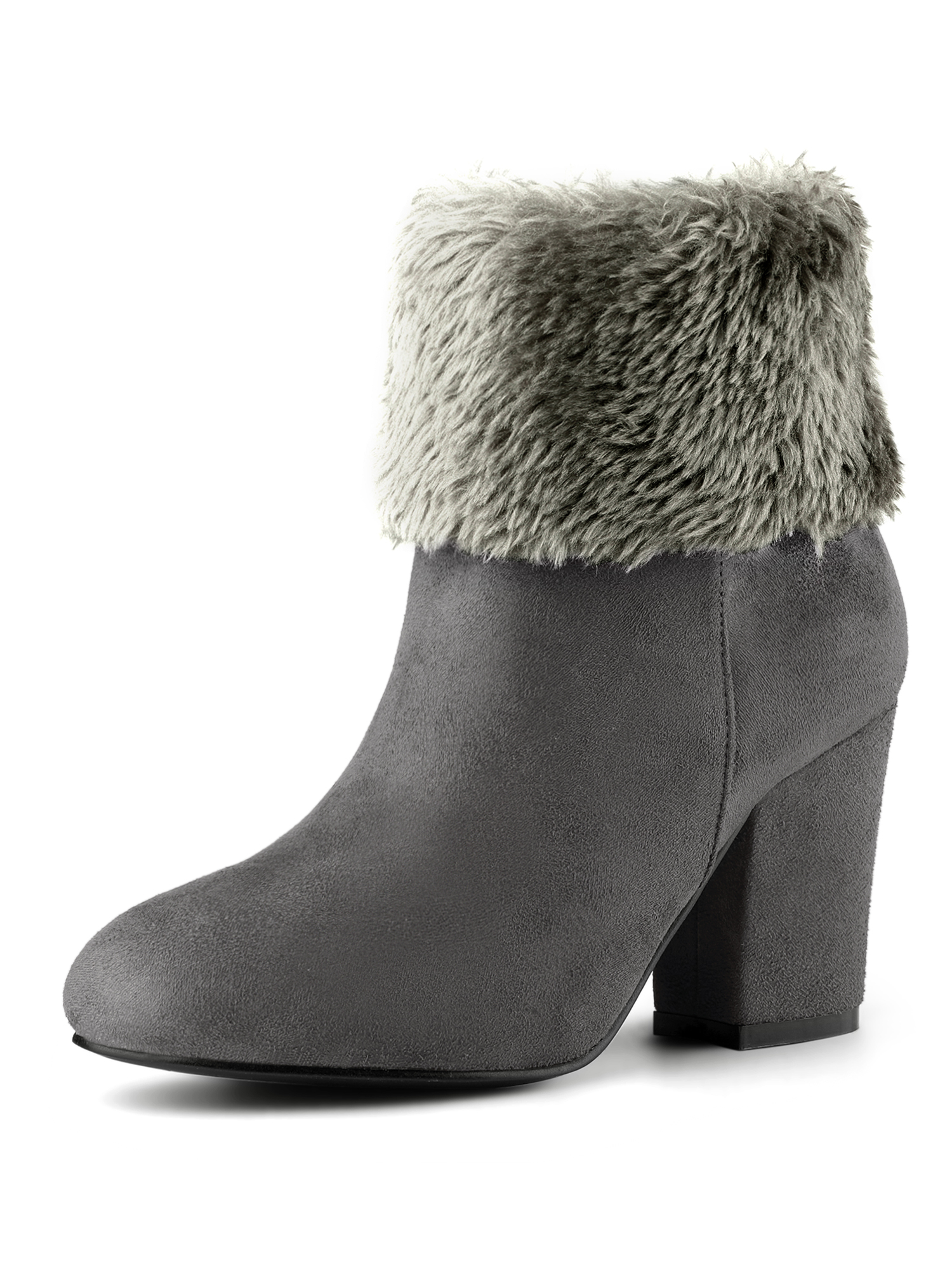 grey fur ankle boots
