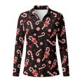 thumbnail image 4 of Xoenoiee Christmas Candy Bow Star Print Womens V Neck Golf Polo Shirts Long Sleeve Sport Shirt Workout Tops Xmas Polo Shirts Business Casual Tops Collared Slim Fit Blouses Pullover, Size 2XL, 4 of 7