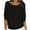 Black, variant on ZRGHAOYLQ Womens Elegant Crochet Sweaters Dressy Casual 3/4 Sleeve Shirts Loose Fit Crewneck Pullover Sweater Solid Color Fall 2025 Jumper Tops