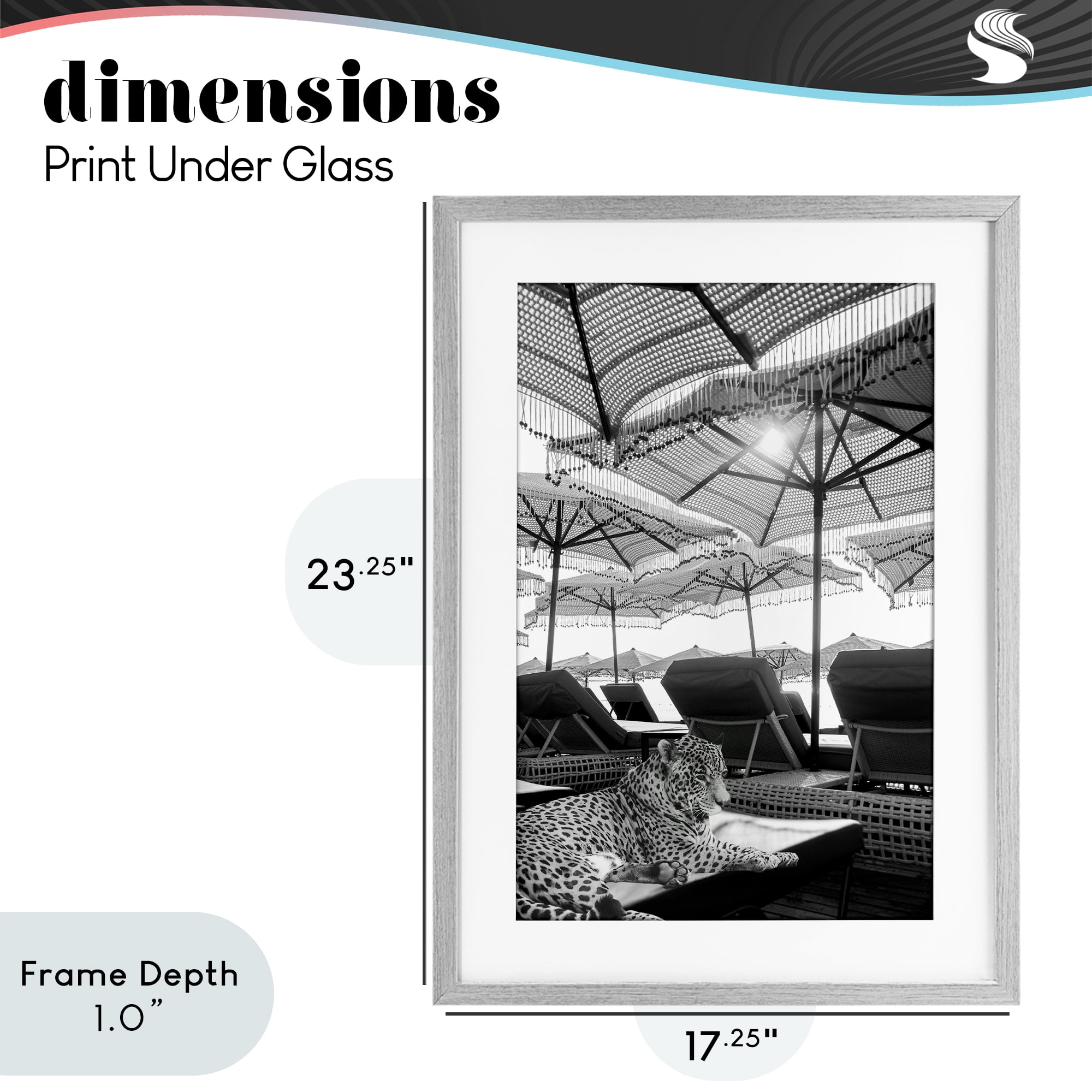 Stupell Industries Leopard On Tropical Vacation Gray Framed Print Under Glass, design by Grotto Studios
