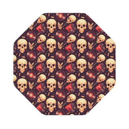 

Matuu cool rock Skull record for Cup Coasters Set of 6 Leather Coasters Desk Coasters for Office Measures 4” x 4” Octagon